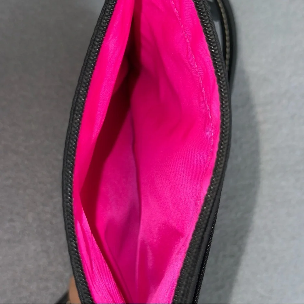 Dooney & Bourke Black‎ Nylon Small Crossbody Bag Hot pink inside 3 zip pockets